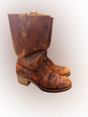 Vintage Landis Leather Cowboy Boots Men’s 10D Brown Western Ranch Work USA